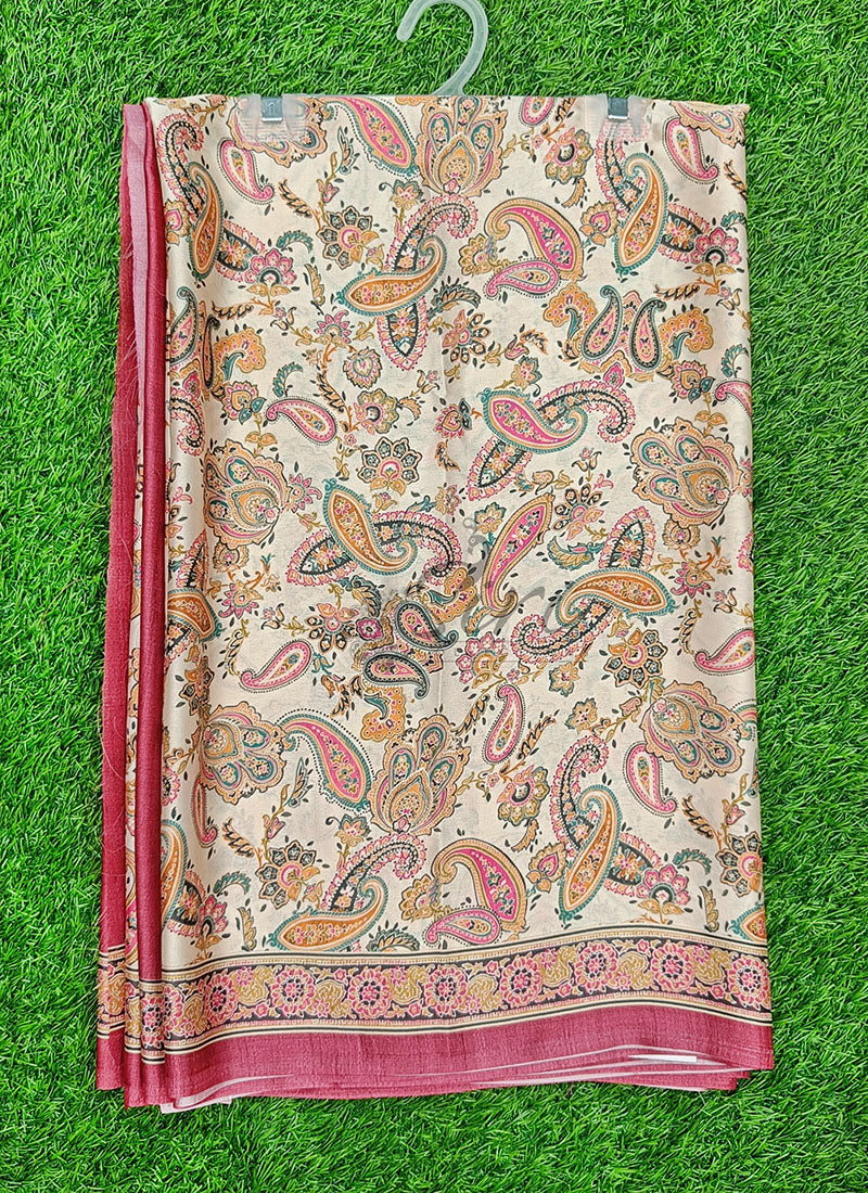 Latest Beautiful Digital Print Satin Crepe Saree