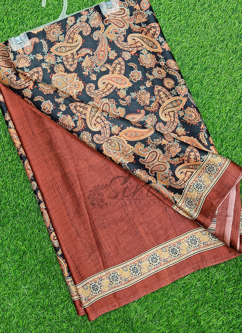 Latest Beautiful Digital Print Satin Crepe Saree