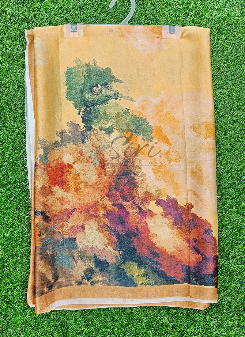 Latest Beautiful Digital Print Satin Crepe Saree