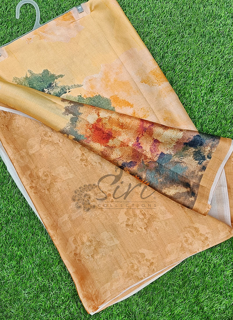 Latest Beautiful Digital Print Satin Crepe Saree