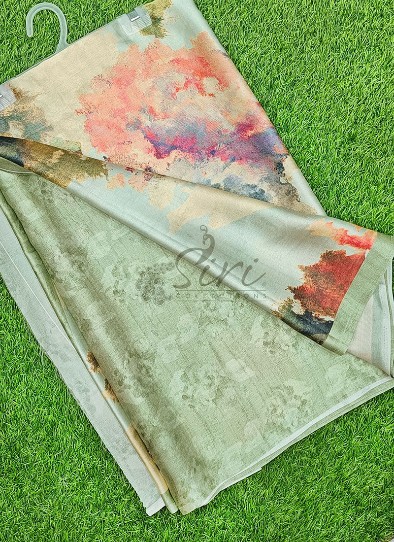 Latest Beautiful Digital Print Satin Crepe Saree