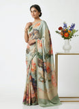 Latest Beautiful Digital Print Satin Crepe Saree