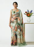 Latest Beautiful Digital Print Satin Crepe Saree