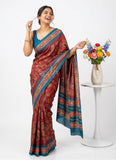 Latest Beautiful Digital Print Satin Crepe Saree