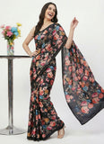 Latest Beautiful Digital Print Satin Crepe Saree