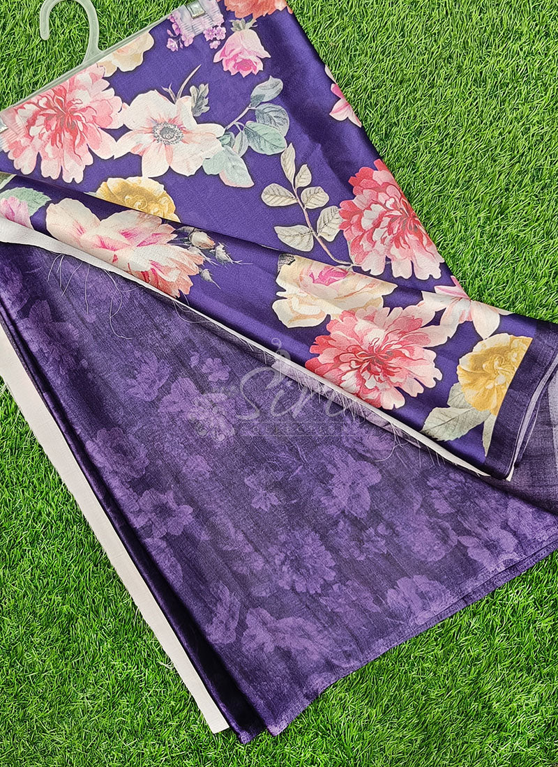 Latest Beautiful Digital Print Satin Crepe Saree