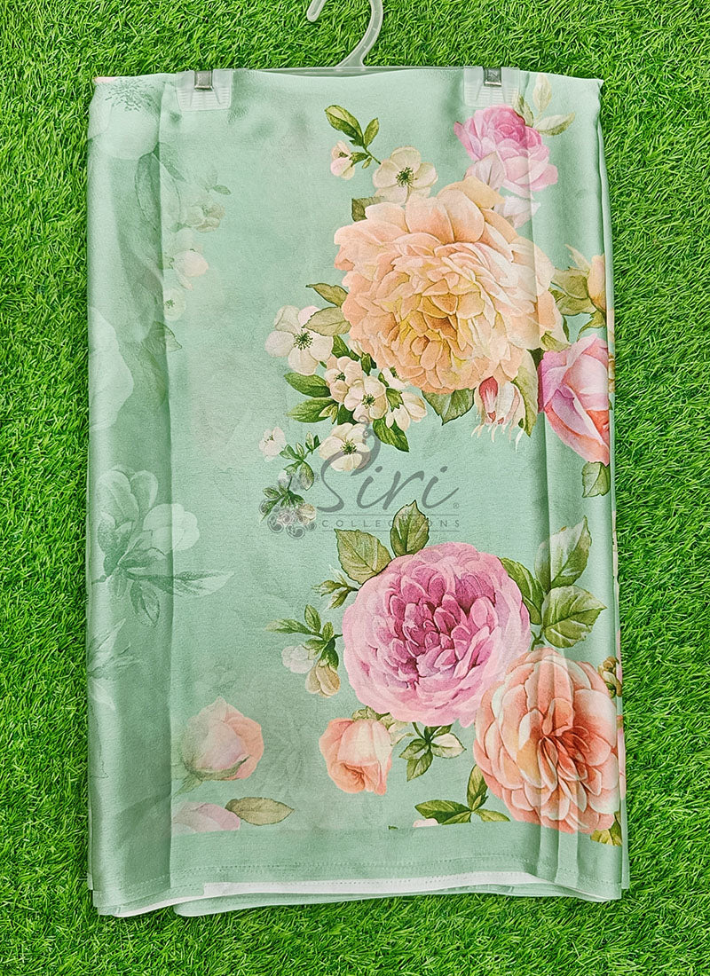 Latest Beautiful Digital Print Satin Crepe Saree