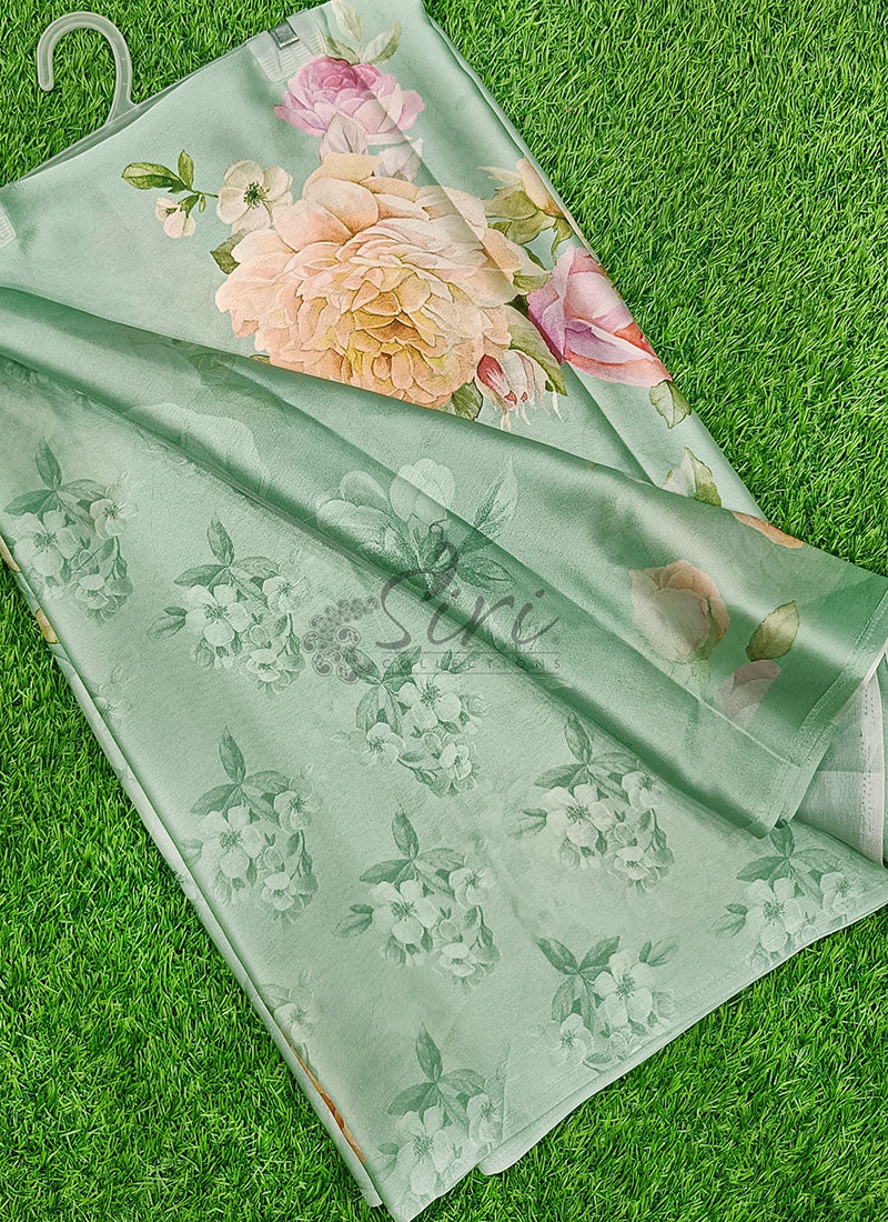 Latest Beautiful Digital Print Satin Crepe Saree