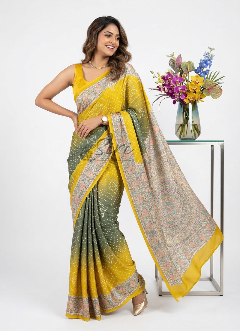 Beautiful Premium Digital Print Satin Crepe Silk Saree