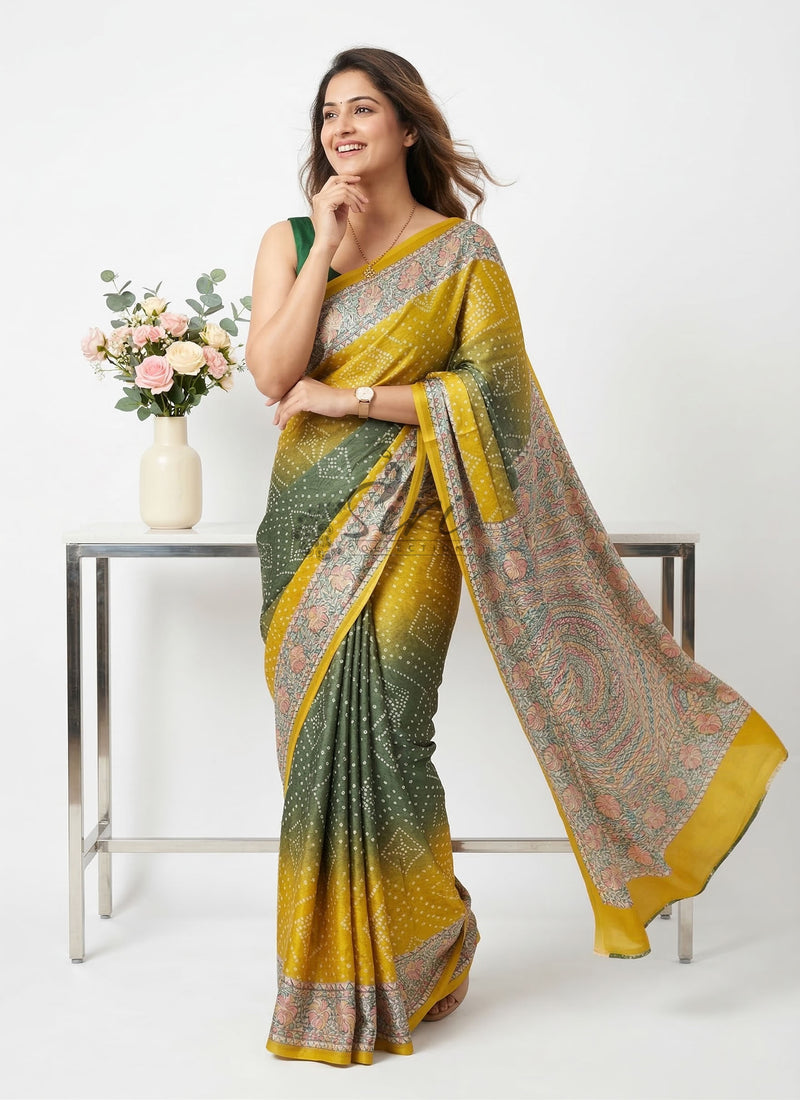 Beautiful Premium Digital Print Satin Crepe Silk Saree