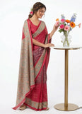 Beautiful Premium Digital Print Satin Crepe Silk Saree