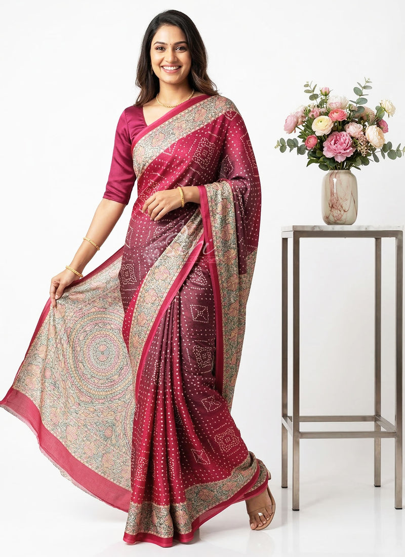 Beautiful Premium Digital Print Satin Crepe Silk Saree