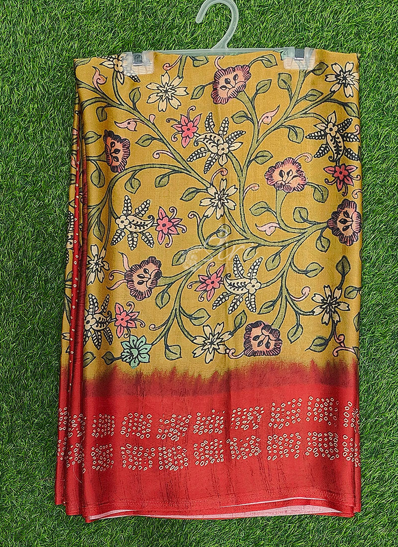 Beautiful Premium Digital Print Satin Crepe Silk Saree