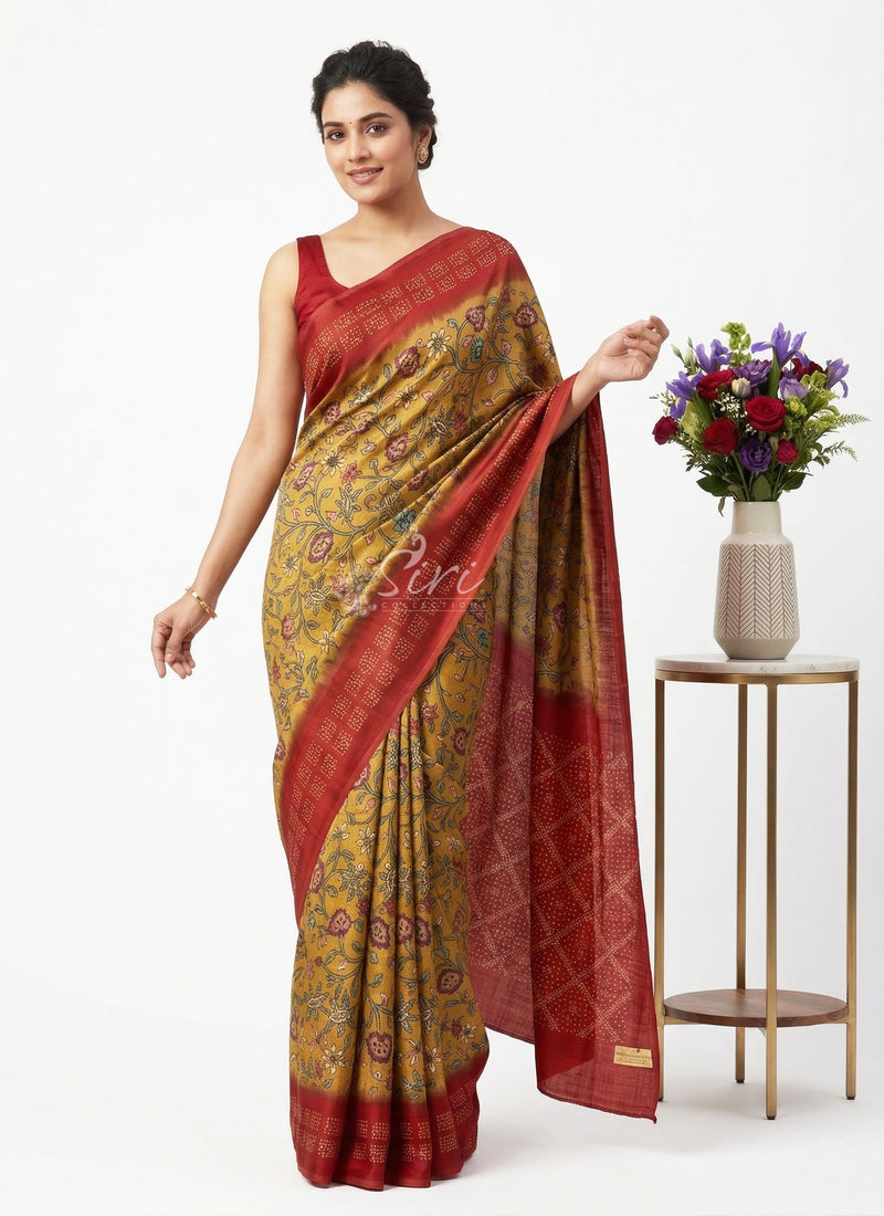 Beautiful Premium Digital Print Satin Crepe Silk Saree