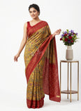 Beautiful Premium Digital Print Satin Crepe Silk Saree