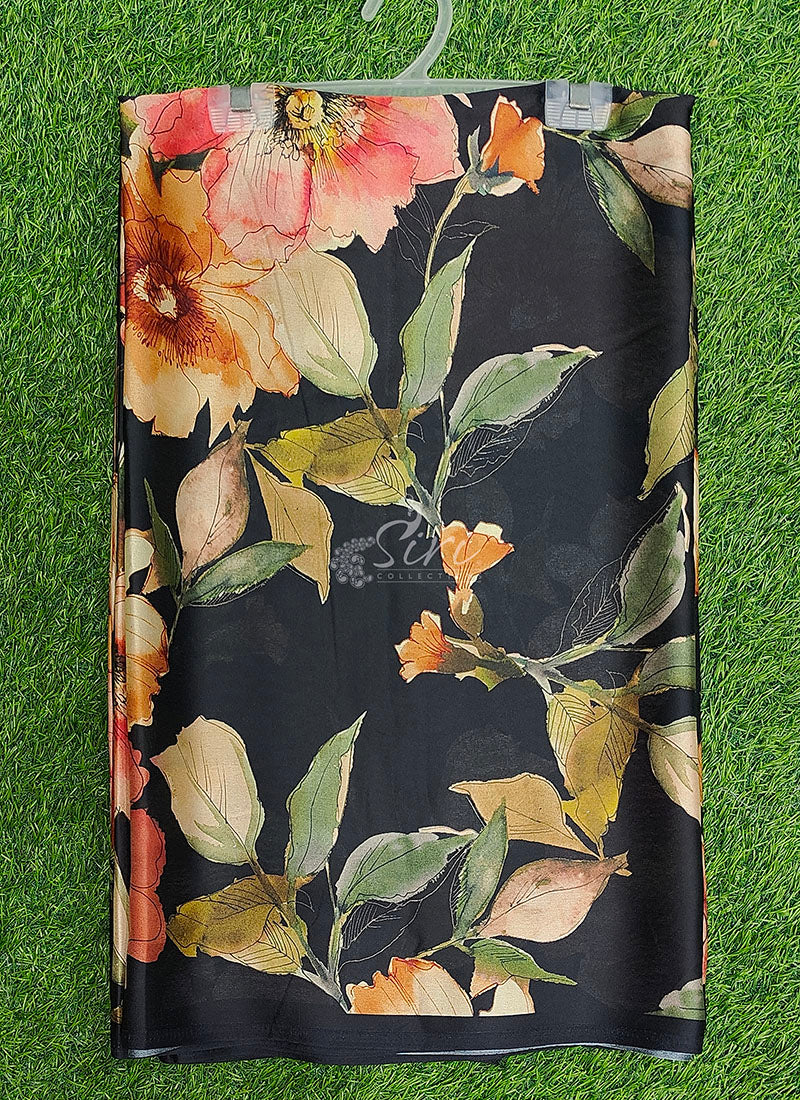 Beautiful Premium Digital Print Satin Crepe Silk Saree