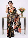 Beautiful Premium Digital Print Satin Crepe Silk Saree