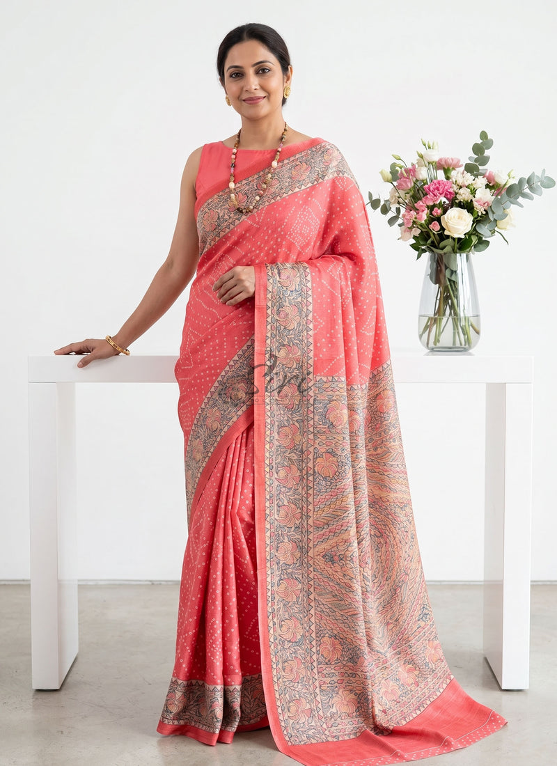 Beautiful Premium Digital Print Satin Crepe Silk Saree