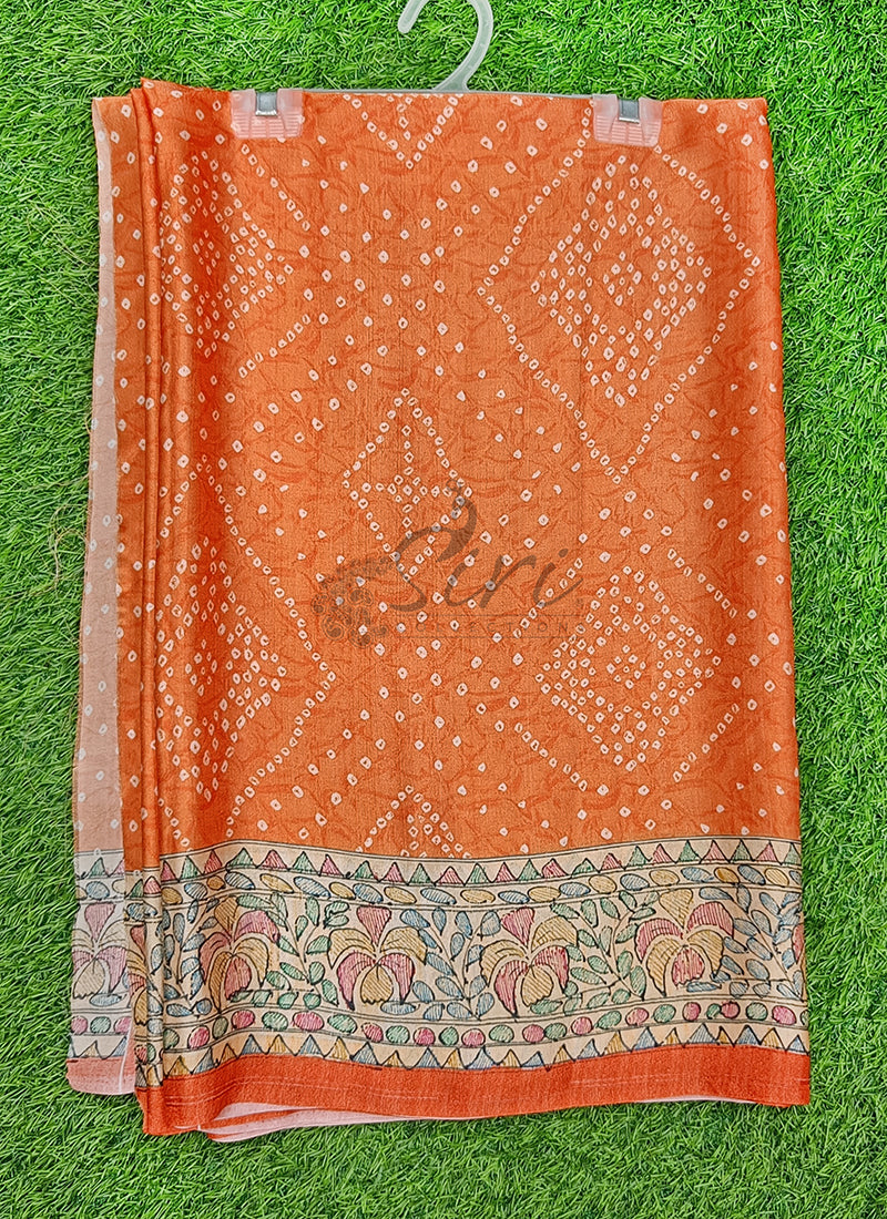 Beautiful Premium Digital Print Satin Crepe Silk Saree