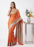 Beautiful Premium Digital Print Satin Crepe Silk Saree