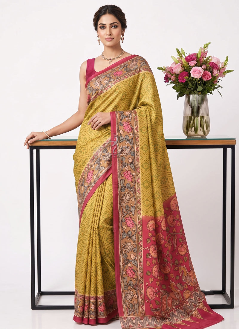 Siri Sarees Premium Digital Print Satin Crepe Silk Saree