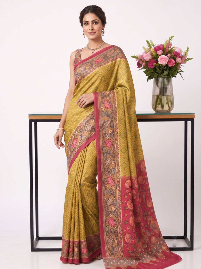 Siri Sarees Premium Digital Print Satin Crepe Silk Saree