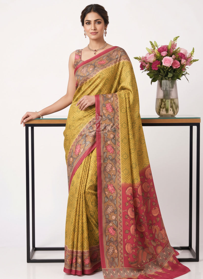 Siri Sarees Premium Digital Print Satin Crepe Silk Saree