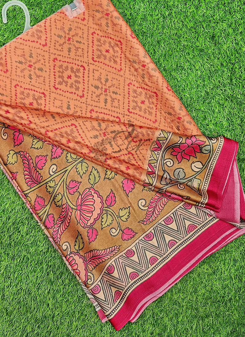 Beautiful Premium Digital Print Satin Crepe Silk Saree