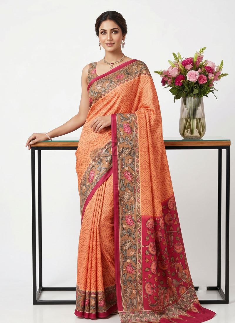 Beautiful Premium Digital Print Satin Crepe Silk Saree