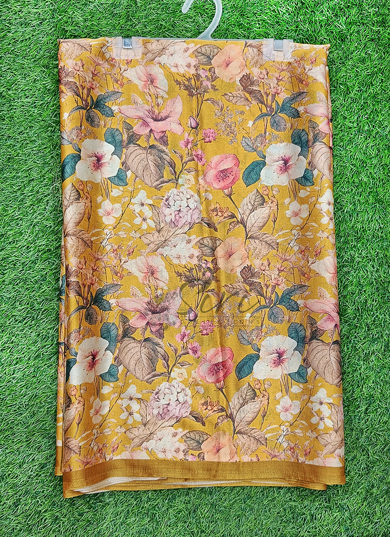Beautiful Premium Digital Print Satin Crepe Silk Saree
