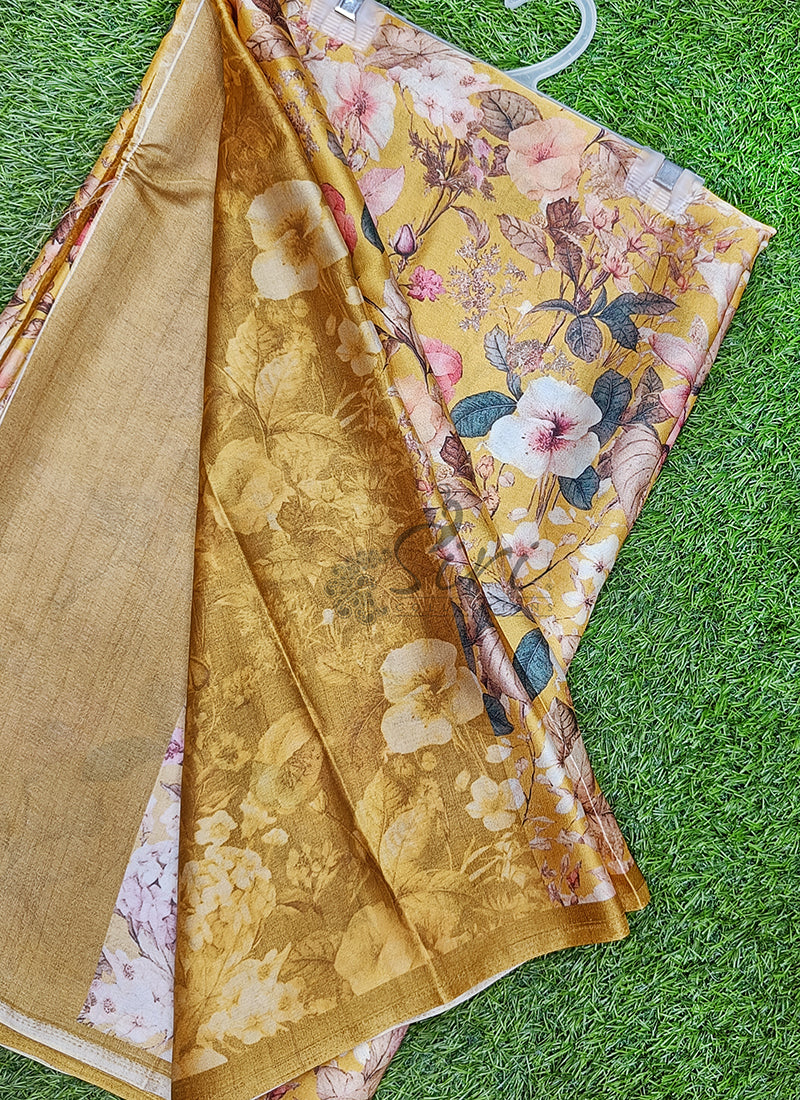 Beautiful Premium Digital Print Satin Crepe Silk Saree