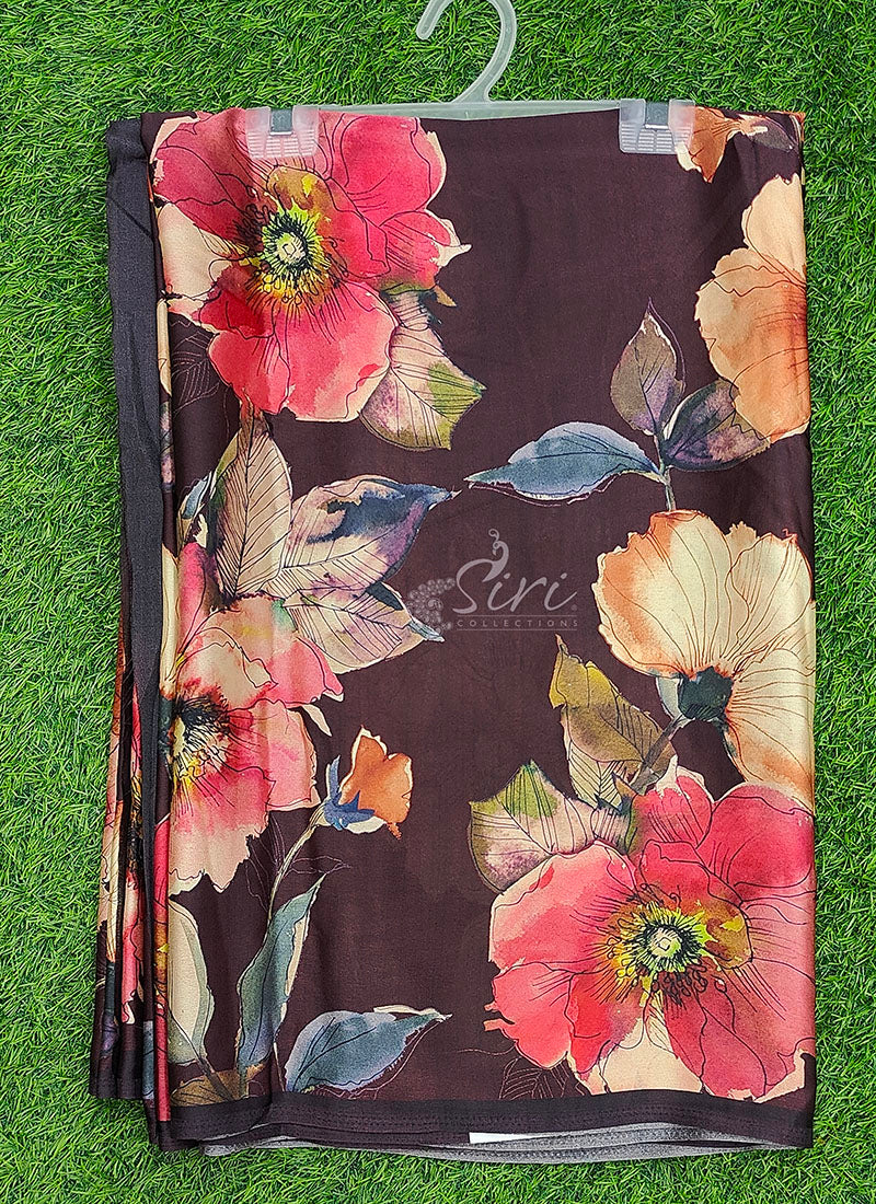 Siri Sarees Premium Digital Print Satin Crepe Silk Saree