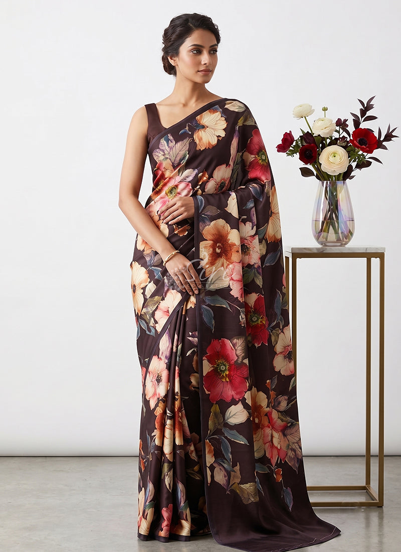 Siri Sarees Premium Digital Print Satin Crepe Silk Saree
