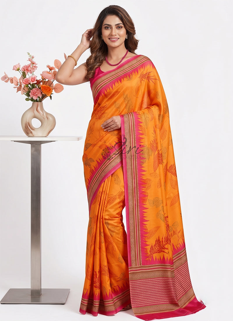 Siri Sarees Premium Digital Print Satin Crepe Silk Saree