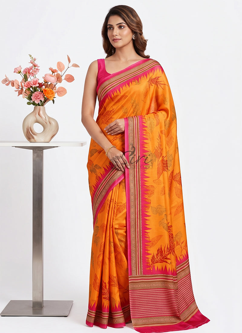 Siri Sarees Premium Digital Print Satin Crepe Silk Saree