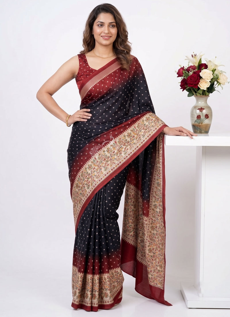 Siri Sarees Premium Digital Print Satin Crepe Silk Saree