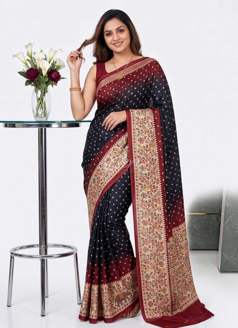 Siri Sarees Premium Digital Print Satin Crepe Silk Saree