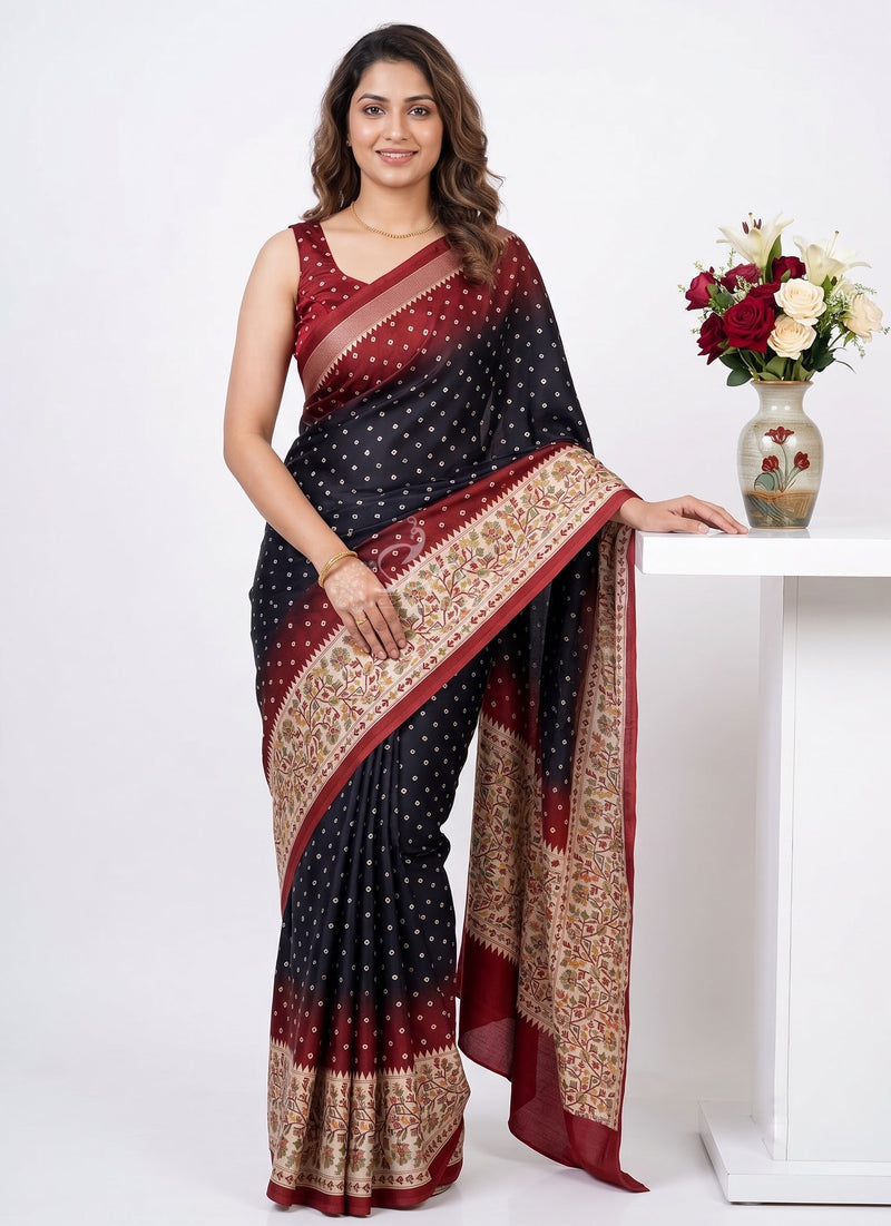 Siri Sarees Premium Digital Print Satin Crepe Silk Saree