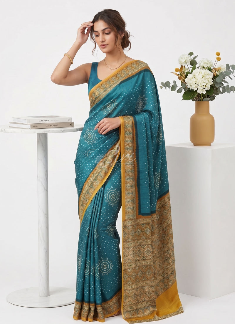 Siri Sarees Premium Digital Print Satin Crepe Silk Saree