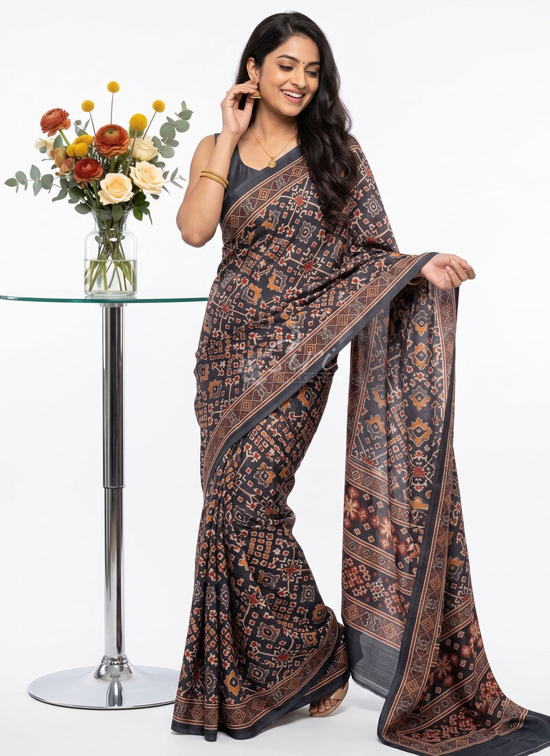 Siri Sarees Premium Digital Print Satin Crepe Silk Saree
