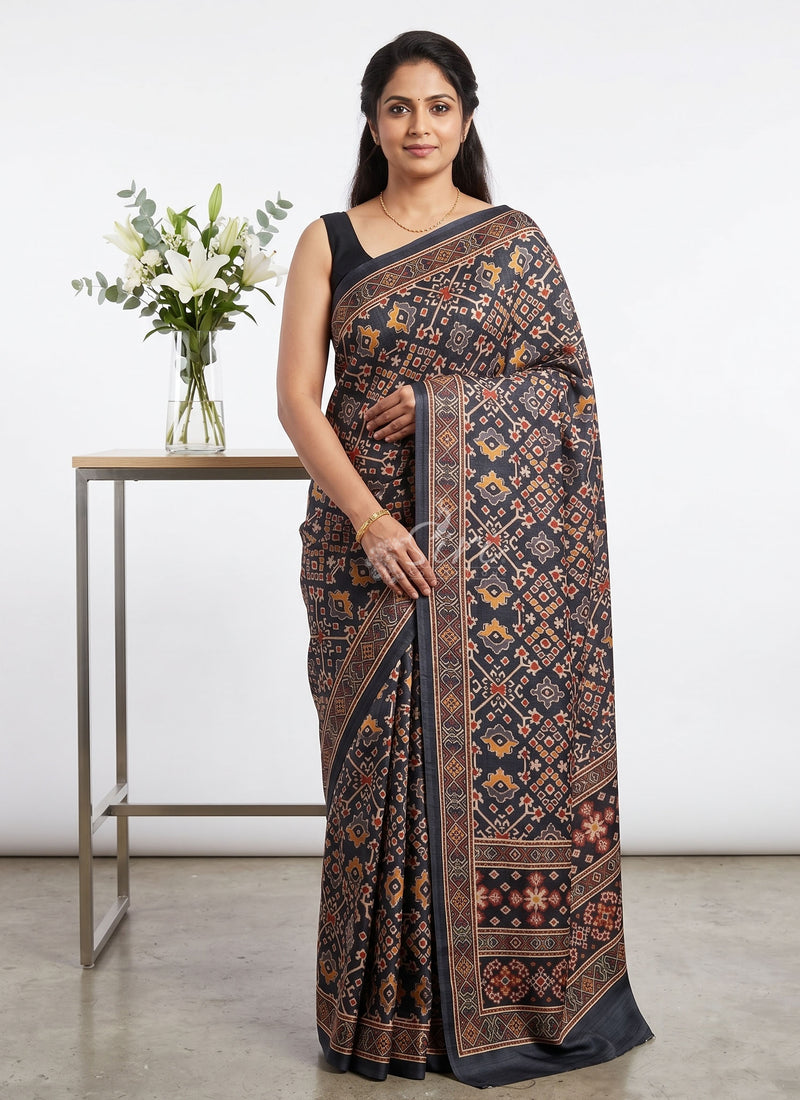 Siri Sarees Premium Digital Print Satin Crepe Silk Saree