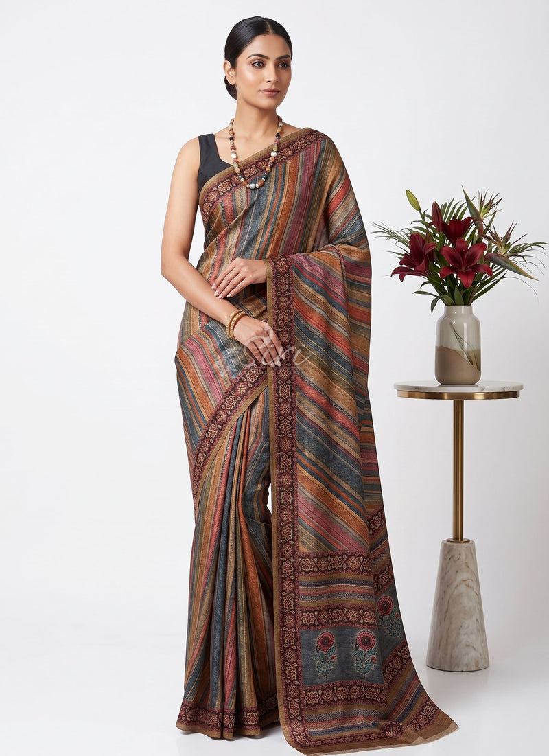 Siri Sarees Premium Digital Print Satin Crepe Silk Saree