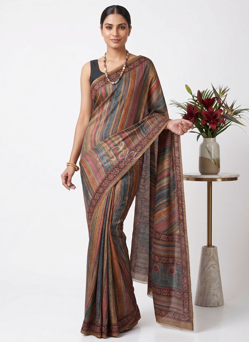 Siri Sarees Premium Digital Print Satin Crepe Silk Saree