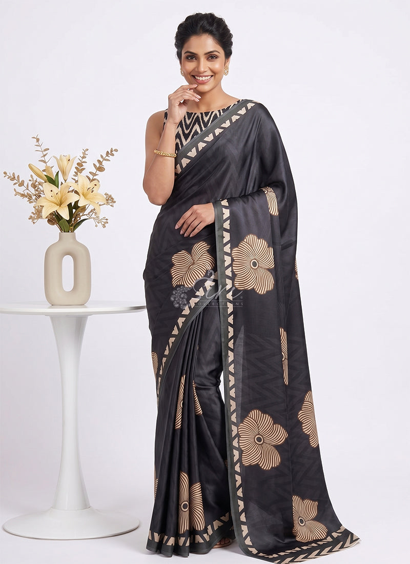 Siri Sarees Premium Designer Digital Print Satin Silk Saree