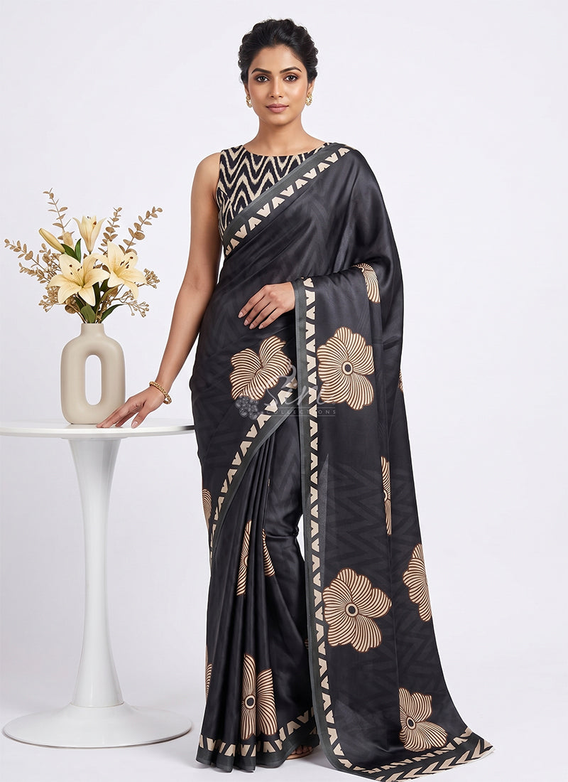 Siri Sarees Premium Designer Digital Print Satin Silk Saree