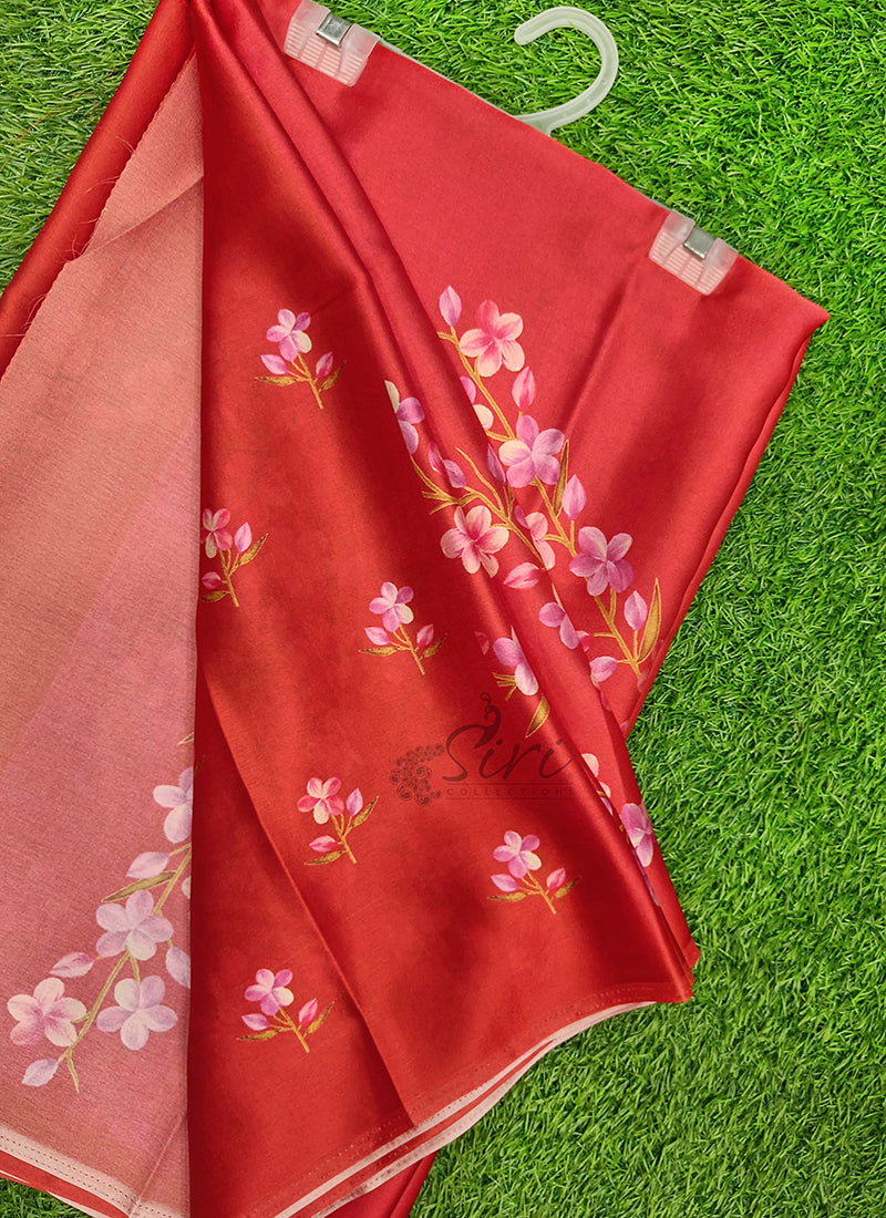 Siri Sarees Premium Designer Digital Print Satin Silk Saree