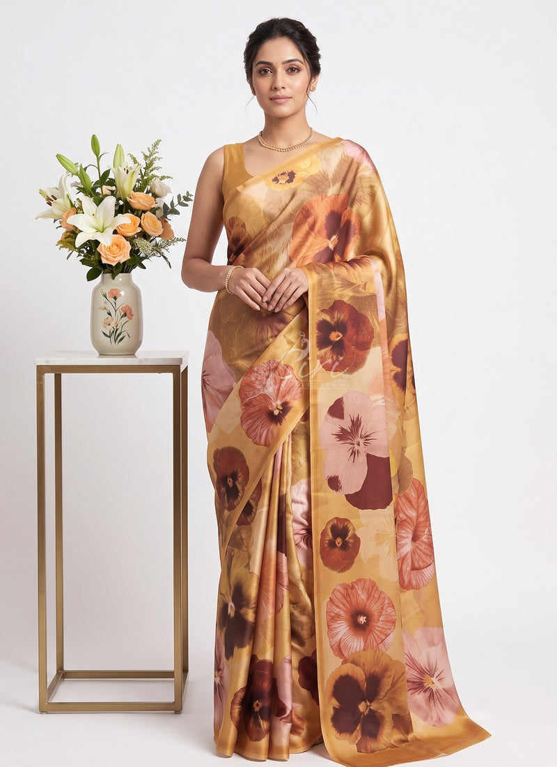 Siri Sarees Premium Designer Digital Print Satin Silk Saree