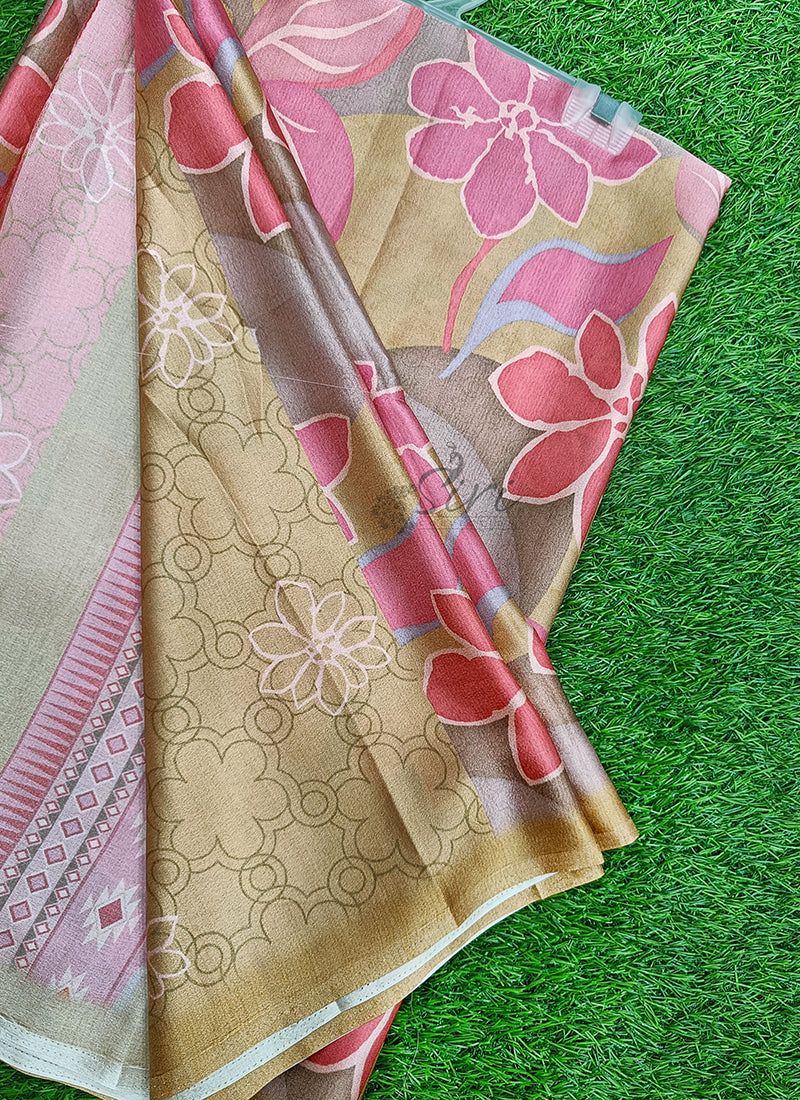 Siri Sarees Premium Designer Digital Print Satin Silk Saree