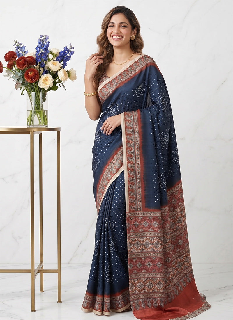 Siri Sarees Premium Digital Print Satin Crepe Silk Saree