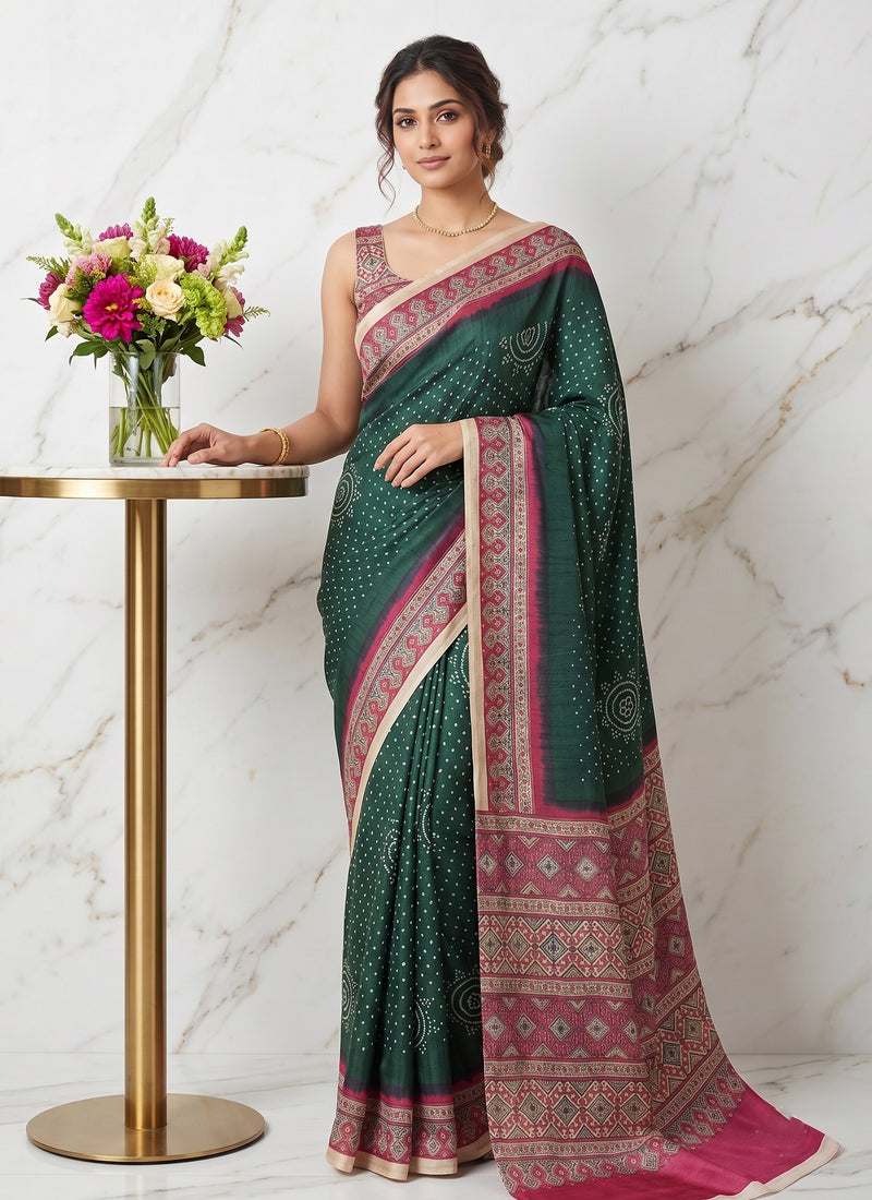 Siri Sarees Premium Digital Print Satin Crepe Silk Saree